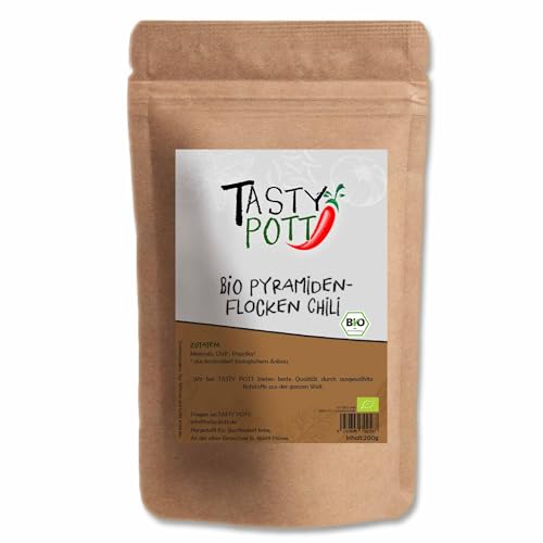 Tasty Pott Bio Pyramidenflocken Chili 1000g Beutel | Kochen & Marinieren | Braten & Grillen | Fleisch Gemüse Geschmack Paprika | Salz salzen salzig | Vorteilspackung Vorratsbeutel von TASTY POTT