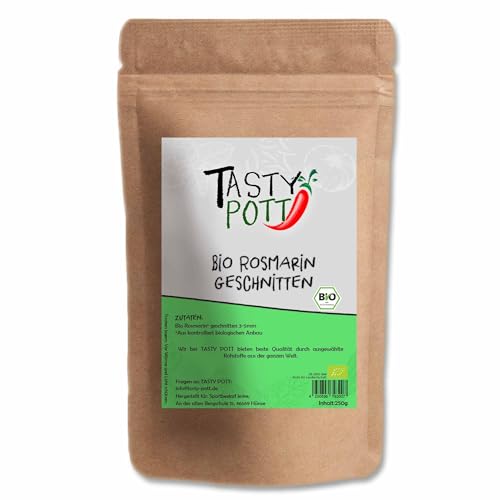 Tasty Pott Bio Rosmarin geschnitten 30g Beutel | Kochen & würzen | Grillen & Marinieren | Italien Nudeln Pasta Pizza | Genuss Geschmack | hochwertig Bio Qualitätsgewürz von TASTY POTT