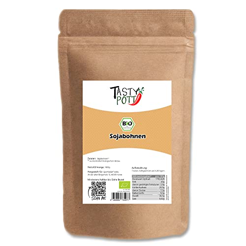 Tasty Pott Bio Sojabohnen - ganz I Sojaprotein I Bohnen für Eintopf und Salate I Vegan kochen I Bohnensalat I Soyabeans I Soja I Im Beutel 1000g (2X1000g) von TASTY POTT