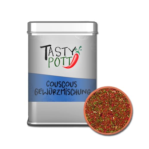Tasty Pott Couscous Gewürzmischung | Gewürz | Kräutermix | Kräutermischung | Für Couscous Reis Bulgur | Würzen | Mit Koriander Paprika und Lauch | 50g Dose von TASTY POTT