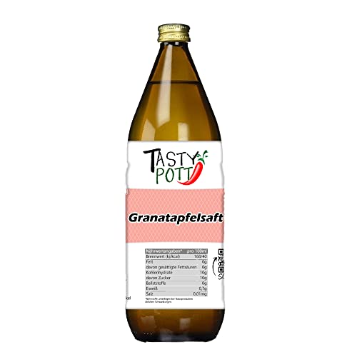 Tasty Pott Granatapfel Direktsaft aus 100% Muttersaft I Veganer Fruchtsaft I Naturtrüb I Granatapfelsaft I Saft I Granatäpfel Vitamin C I Glasflasche 1000ml (12x1000ml) von TASTY POTT