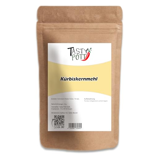 Tasty Pott Kürbiskernmehl - ohne Schale entölt I Vegan I Gemahlene Kürbiskerne I Pumpkinseeds I Pflanzliche Mehlalternative I Mehl 1000g von TASTY POTT