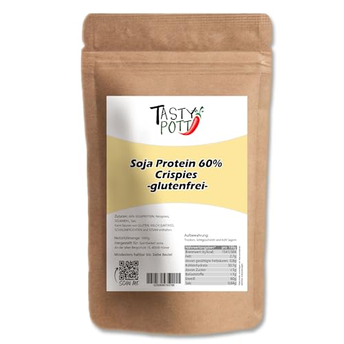 Tasty Pott Soja Protein Crispies 60% 1000g| Kochen & Backen | Frühstück | pflanzliches Protein | vegetarische & vegane Küche | Geschmack | Knusprig (1000g) von TASTY POTT