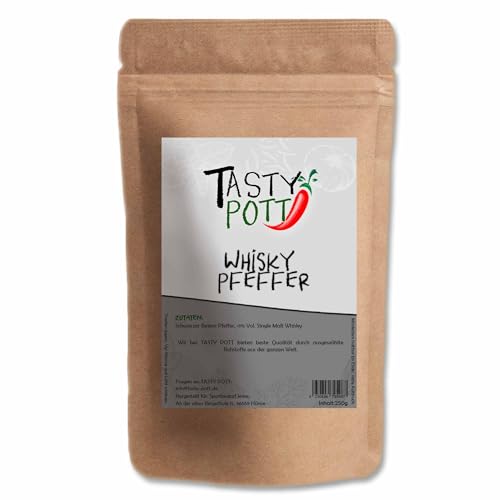 Tasty Pott Whiskypfeffer 30g Beutel | Kochen & Braten | Würzen & Marinieren | Steak Gemüse besonderer Geschmack | Genuss Aroma | Vorteilspackung Vorratsbeutel von TASTY POTT