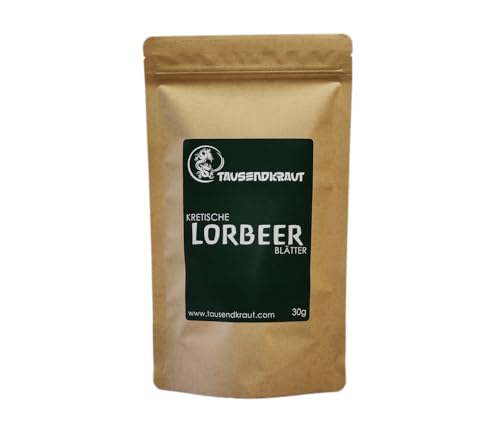 Kretische Lorbeerblätter (30g) I handverlesen und schonend getrocknet I Lorbeer Blätter 100% rein und naturbelassen I Premium Tausendkraut Qualität von TAUSENDKRAUT FÜR MEHR LEBENSQUALITÄT!