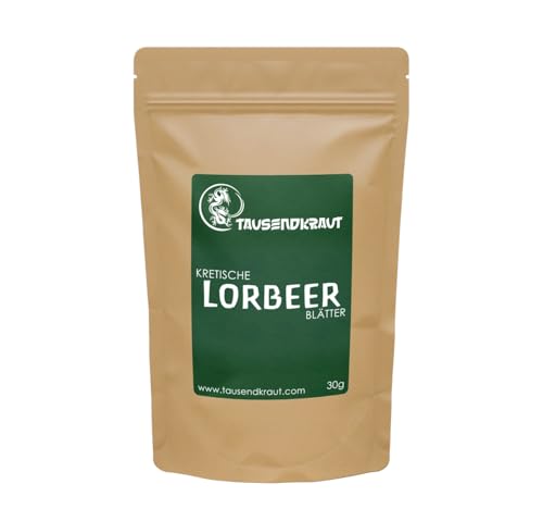 Kretische Lorbeerblätter (30g) I handverlesen und schonend getrocknet I Lorbeer Blätter 100% rein und naturbelassen I Premium Tausendkraut Qualität von TAUSENDKRAUT FÜR MEHR LEBENSQUALITÄT!