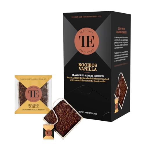 Teahouse Exclusives Luxury Tea Bag Rooibos Vanille, 15 Beutel - Südafrikanischer Rooibos-Kräutertee mit dem natürlichen Aroma feinster Vanille von TE - Teahouse Exclusives