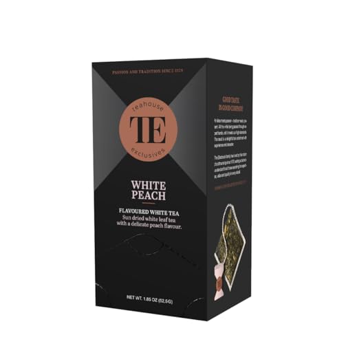 Teahouse Exclusives Luxury Tea Bag Weißer Pfirsich, 15 Beutel - Weißer, sonnengetrockneter Tee mit feinem Pfirsicharoma von TE - Teahouse Exclusives