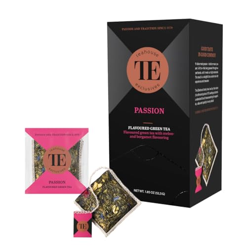 Teahouse Exclusives Luxury Tea Bag Passion, 15 Beutel - Natürlich aromatisierte Grüntee-Komposition mit Blütenblättern und dem Geschmack der Tropen von TE - Teahouse Exclusives