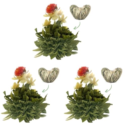 Tee Blumen Gold Ingot TEA CAA 1 Stück 6g | Grüne Teeblätter | Jasminblüten | Europäische Kriechblume | Green Tea | Flower Tea | Green Tea Flowers | Ideal für Teeliebhaber (Packung mit 3) von TEA CAA