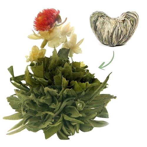 Tee Blumen Gold Ingot TEA CAA 1 Stück 6g | Grüne Teeblätter | Jasminblüten | Europäische Kriechblume | Green Tea | Flower Tea | Green Tea Flowers | Ideal für Teeliebhaber von TEA CAA