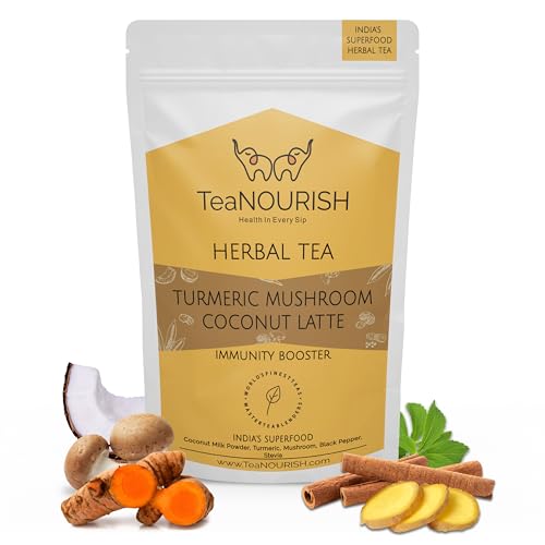 TeaNOURISH Turmeric Mushroom Coconut Latte | Caffeine-Free, Immunity-Boosting Herbal Tea Latte with Turmeric & Reishi Mushroom | 100% NATURAL INGREDIENTS | 3.53oz/100g von TEANOURISH