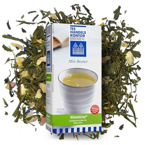 Aromatisierter Grüner Tee mit Mango-Zitrus-Geschmack - 15 x 2,5 g Teebeutel - Min Bester Himmelstau - Tee in Spitzenqualität - 37,5 g Tee - TEE HANDELSKONTOR BREMEN von TEE HANDELSKONTOR BREMEN