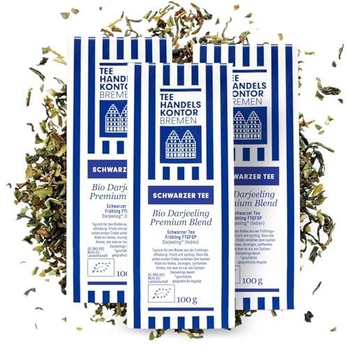 Bio Darjeeling Premium Blend lose | Schwarztee aus den besten Teegärten | Hochwertiger Schwarzer Tee 3 x 100 g lose | Edler Darjeeling Tee schwarz | TEE HANDELSKONTOR BREMEN von TEE HANDELSKONTOR BREMEN