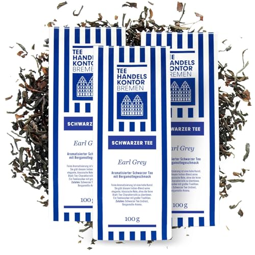 Earl Grey Schwarzer Tee lose mit Bergamottegeschmack in Spitzenqualität | Hochwertiger Earl Grey | Premium Schwarztee 3 x 100 g lose | TEE HANDELSKONTOR BREMEN von TEE HANDELSKONTOR BREMEN