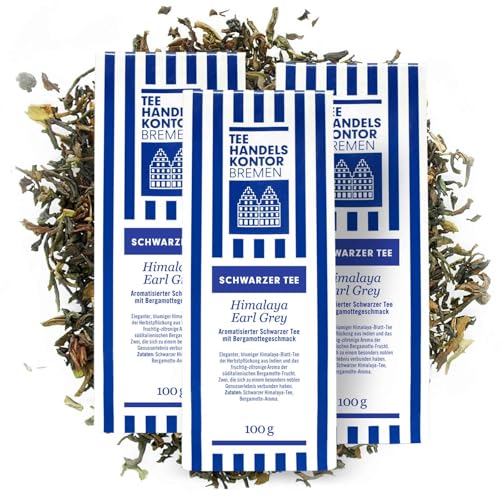 Earl Grey Zitrone lose | Blumiger Himalaya-Blatt-Tee | Himalaya Earl Grey | Schwarzer, loser Tee mit Zitrusgeschmack 3 x 100 g | Earl Grey aus den besten Teegärten | TEE HANDELSKONTOR BREMEN von TEE HANDELSKONTOR BREMEN