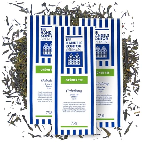 Hochwertiger Grüner Tee Gabalong mit blumigem, leicht fruchtigem Geschmack | Gaba Oolong Tee | 3 x 75 g Gabaoolong Tee lose | Ein echter Genuss | TEE HANDELSKONTOR BREMEN von TEE HANDELSKONTOR BREMEN