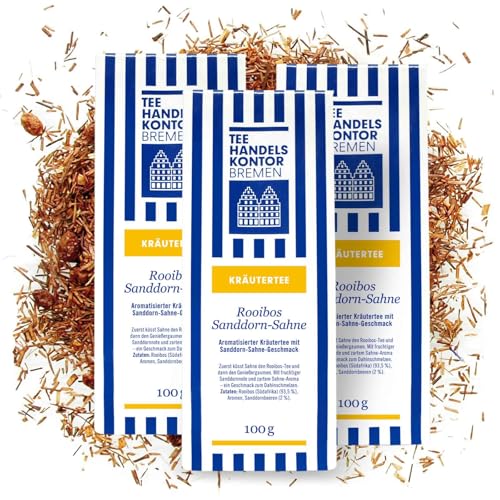 Hochwertiger Rooibos Tee lose | Edler Loser Rotbuschtee | 3 x 100 g loser Rooibos Tee | Rooibos Sanddorn-Sahne | TEE HANDELSKONTOR BREMEN von TEE HANDELSKONTOR BREMEN