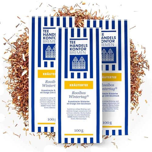 Hochwertiger Rooibos Tee lose | Edler Loser Rotbuschtee | Rooibos Wintertag | 3 x 100 g loser Rooibos Tee aus traditioneller Herstellung | TEE HANDELSKONTOR BREMEN von TEE HANDELSKONTOR BREMEN