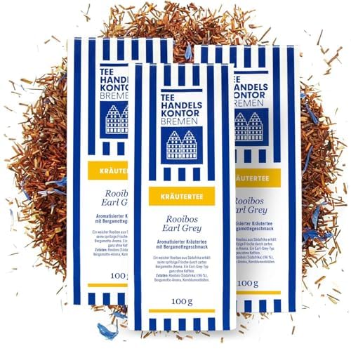 Hochwertiger Rooibos Tee lose | Edler Rotbuschtee | Rooibos Earl Grey | Herstellung in Norddeutschland | TEE HANDELSKONTOR BREMEN (3 Packungen, 300, gramm) von TEE HANDELSKONTOR BREMEN