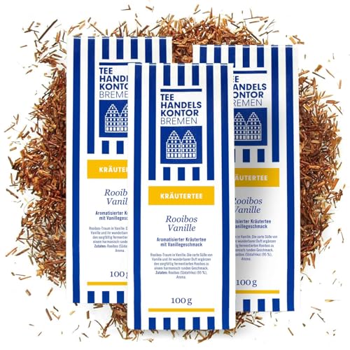 Hochwertiger Rooibos Vanille Tee | Edler Loser Rotbuschtee | 3 x 100 g Rooibos Tee | heimische Herstellung | | TEE HANDELSKONTOR BREMEN von TEE HANDELSKONTOR BREMEN