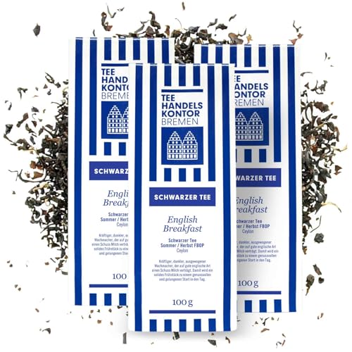 Hochwertiger Schwarzer Tee Mischung English Breakfast lose | Schwarzer Tee 3 x 100 g | Schwarztee aus den besten Teegärten | English Breakfast Tea | TEE HANDELSKONTOR BREMEN von TEE HANDELSKONTOR BREMEN