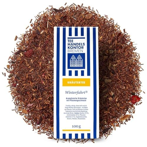 TEE HANDELSKONTOR BREMEN Aromatisierter, loser Kräutertee | Loser Tee Pflaumengeschmack, Zimtgeschmack | Wintertee lose | 100 g loser Tee | Winterfahrt (1 Packung, 100, gramm) von TEE HANDELSKONTOR BREMEN