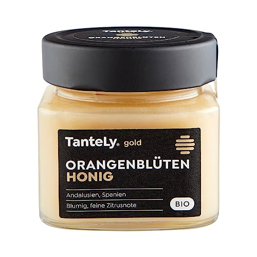 TanteLy Gold Bio Orangenblütenhonig, 275 g - Feincremiger, Blumiger Geschmack mit Zitrusnote, Aus den Orangengärten Siziliens von TEE HANDELSKONTOR BREMEN