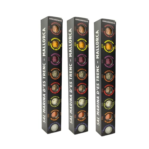 TERRAMAR MALLORCA - 3 x Gourmet Salze 8er Salzset BLACK EDITION, Meersalz und Gewürze aus Mallorca die ideale Geschenkidee (3x200g) von TERRAMAR MALLORCA