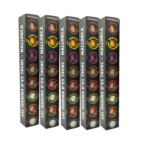 TERRAMAR MALLORCA - 5 x Gourmet Salze 8er Salzset BLACK EDITION, Meersalz und Gewürze aus Mallorca die ideale Geschenkidee (5x200g) von TERRAMAR MALLORCA