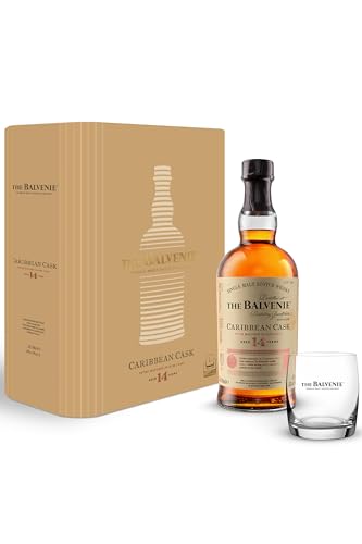 The Balvenie Caribbean Cask 14 Jahre Single Malt Scotch Whisky Geschenkset, 70cl – mit einem hochwertigen Whisky Tumbler von THE BALVENIE