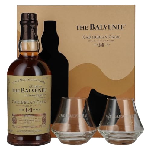 The Balvenie 14 Years Old Caribbean Cask Finish 43% Vol. 0,7l in Geschenkbox mit 2 Gläsern von THE BALVENIE