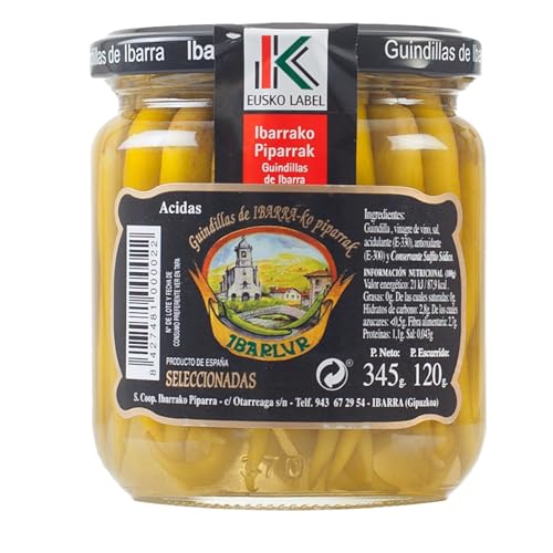 THE BASQUE gourmet - Baskische Piparras mit Eusko Label - Set mit 3 Gläsern grüner Paprika aus Euskadi, ideal für Gildas mit Sardellen - 3 * 345 g von THE BASQUE gourmet