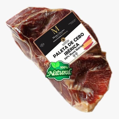 Pata Negra Iberico Schinken ohne Knochen, 1,2 kg – von Iberico-Schweinen aus Freilandhaltung, die in Dehesas und 100% natürlicher Heilung aufgezogen werden – Spanischer Jamon Iberico – Paleta Iberica von THE BLACK HOOF