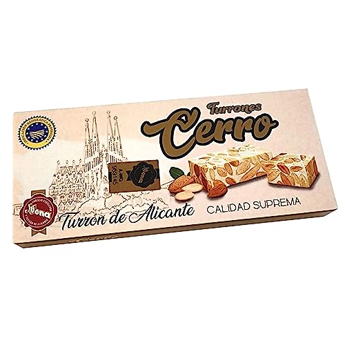 Turrón de Alicante Duro Cerro Höchste Qualität 100% natürlich – Harter Turron aus Mandeln und Honig 200 g – Glutenfrei, Laktosefrei von THE BLACK HOOF