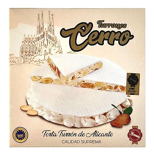 Turrón de Alicante Duro TORTA Cerro Höchste Qualität 100 % natürlich – Mandeln und Honig Harter Turron 200 g – Glutenfrei, Laktosefrei von THE BLACK HOOF