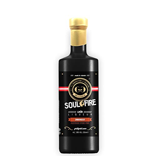 Grillgold Likör Zirbe, Soulfire von Grillgold, Zirbengeist Likör aus Österreichischer-Bergregion, Alc. 38%, Reifezeit 5 Jahre (200ml) von THE PERFECTION OF PASSION GRILLGOLD