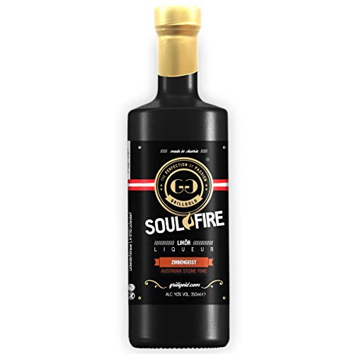 Grillgold Likör Zirbe, Soulfire von Grillgold, Zirbengeist Likör aus Österreichischer-Bergregion, Alc. 38%, Reifezeit 5 Jahre (350ml) von THE PERFECTION OF PASSION GRILLGOLD