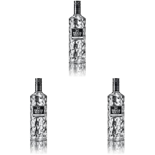 THREE SIXTY VODKA - Diamond filtrated Vodka - In der einzigartigen Facettenschliff-Flasche - Ein ungewöhnlich mildes und weiches Geschmacksprofil - 0,5L - 37,5% vol. (Packung mit 3) von THREE SIXTY