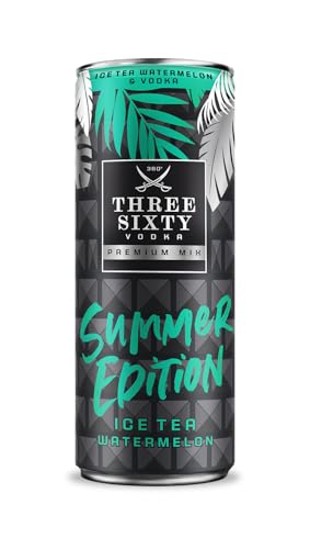 THREE SIXTY VODKA & Ice Tea Watermelon , PREMIX 12 x 330ml , Vorgemixter Longdrink in der Dose "to-go" , Vodka & Ice Tea Watermelon von THREE SIXTY