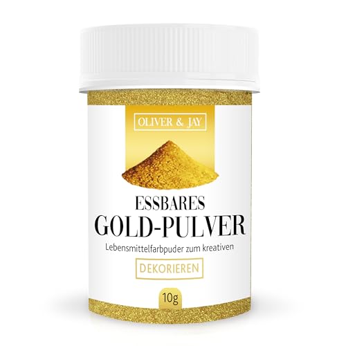 Tillmannnn´s Essbares Goldpulver - 10g Goldfarbe ohne E171 Farbstoff, für Backen und Dekorieren von Torten, Kuchen, Schokolade und Getränken, Essbarer Glitzer von TILLMANN'S