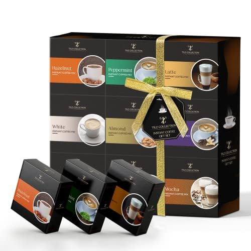 Instant Kaffee Geschenk - Set 9 Verschiedene Gemahlener Kaffeespezialitäten Inklusive Amaretto Haselnuss Italienisches Weihnachts Geburtstags Kaffee Geschenkset Für Damen Und Herren von TILZ COLLECTION