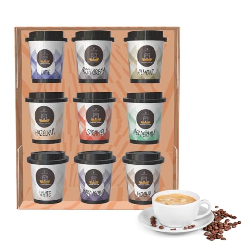 Kaffee-Geschenkset – Instant-Kaffeekorb, Kaffeegeschenke für Männer, Kaffeetassen mit 9 Geschmacksrichtungen, Reisebecher, Männergeschenke zu Weihnachten, Instantkaffee-Geschenkset für Frauen von TILZ COLLECTION