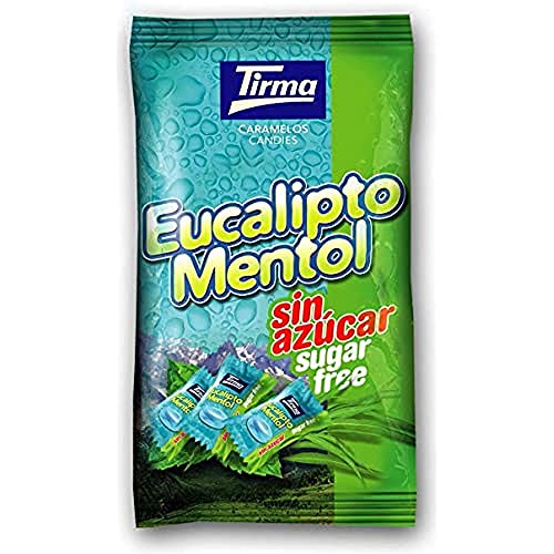 Tirma Eukalyptus-Menthol-Bonbons, Zuckerfrei, 150g | Glutenfrei | Für Vegetarier geeignet | Nicht-GVO | Einzeln verpackt von Tirma