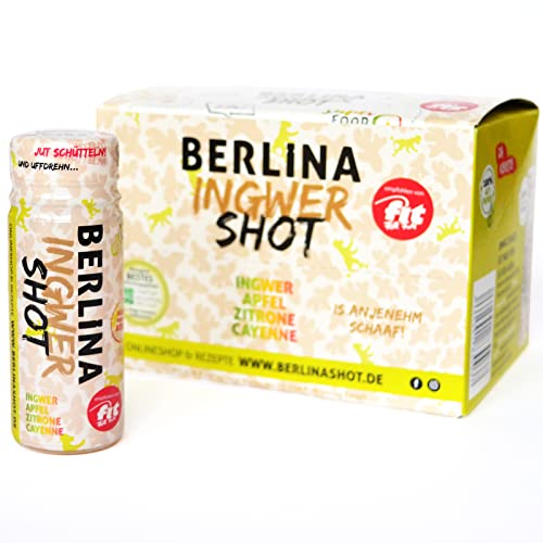 Berlina Ingwer Shot Box – 12 Shots à 60ml – Ingwer-, Apfel- und Zitronensaft mit Cayennepfeffer von Berlinashot