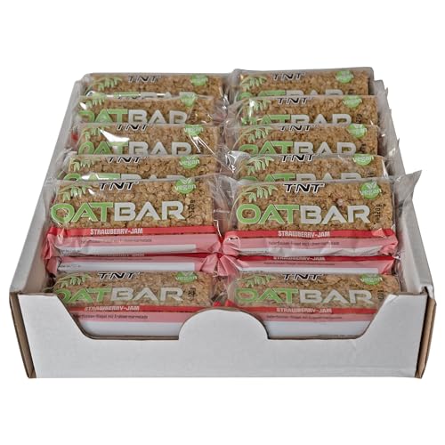 TNT Oatbar Müsli-Riegel (30x120g) • Hafer Riegel • Veganer Müsliriegel • Energie Riegel • Fitness Riegel • Oat Bars • Gesunder Snack mit leckerem Geschmack (Strawberry-Jam) von TNT True Nutrition Technology