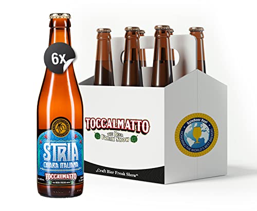 Toccalmatto Stria Craft Bier - leicht im Körper (inspriert von Deutschen Hellen Bier) |europäischer Edelhopfen | blumige, würzige und schwache Zitrusnoten | 6x0,33l von TOCCALMATTO BIRRA VIVA ARTIGIANALE