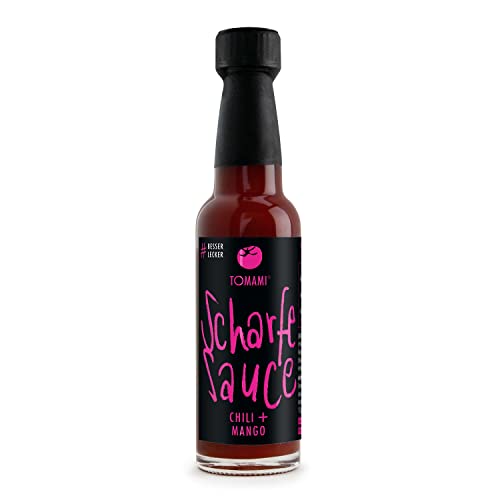 Tomami Scharfe Sauce Chili+Mango 90ml - Feurige Schärfe mit Umami-Geschmack - Vegan & Glutenfrei - Ideal für den Grill - Zu Fleisch, Fisch & Gemüse von TOMAMI