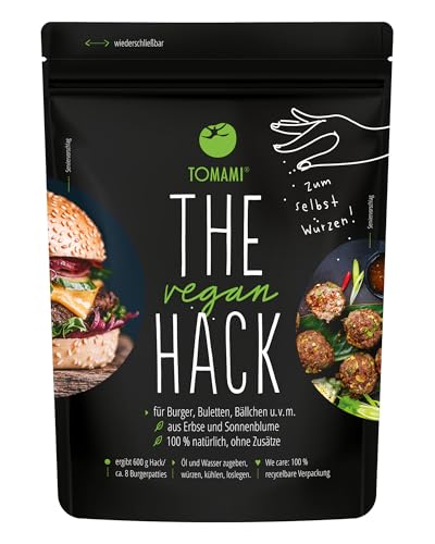 Tomami The Vegan Hack 1kg – Proteinreiche ungewürzte Hackfleischalternative aus Erbsen- & Sonnenblumen - Für 3kg Veganes Hack - Soja- & Glutenfrei von TOMAMI