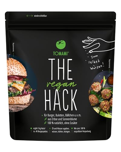 Tomami The Vegan Hack 200g – Proteinreiche ungewürzte Hackfleischalternative aus Erbsen- & Sonnenblumen - Für 600g Veganes Hack - Soja- & Glutenfrei von TOMAMI